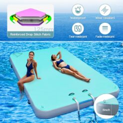 Specraft Inflatable Floating Dock, Non-Slip Air Dock Platform loating Island Raft with Rope Ladder for Pool Lake Beach Ocean