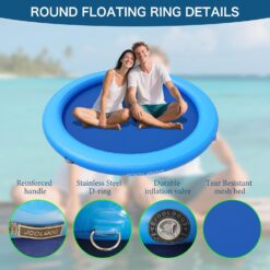 Inflatable Water Hammock 6FT Round Float Ring, Adults Heavy Duty River Inflatable Stable Platform Raft Water Floating Docks Mat