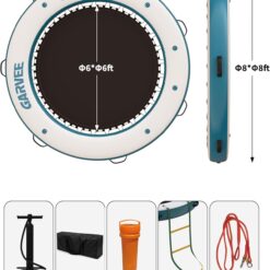 Inflatable Water Hammock Floating Dock Mesh, 10FT/8FT Sunchill Float Ring Heavy Duty River Floats Lake Raft