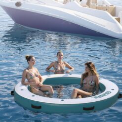 Inflatable Water Hammock Floating Dock Mesh, 10FT/8FT Sunchill Float Ring Heavy Duty River Floats Lake Raft