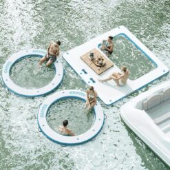 Inflatable Water Hammock Floating Dock Mesh, 10FT/8FT Sunchill Float Ring Heavy Duty River Floats Lake Raft
