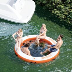 Inflatable Water Hammock Floating Dock Mesh, 10FT/8FT Sunchill Float Ring Heavy Duty River Floats Lake Raft