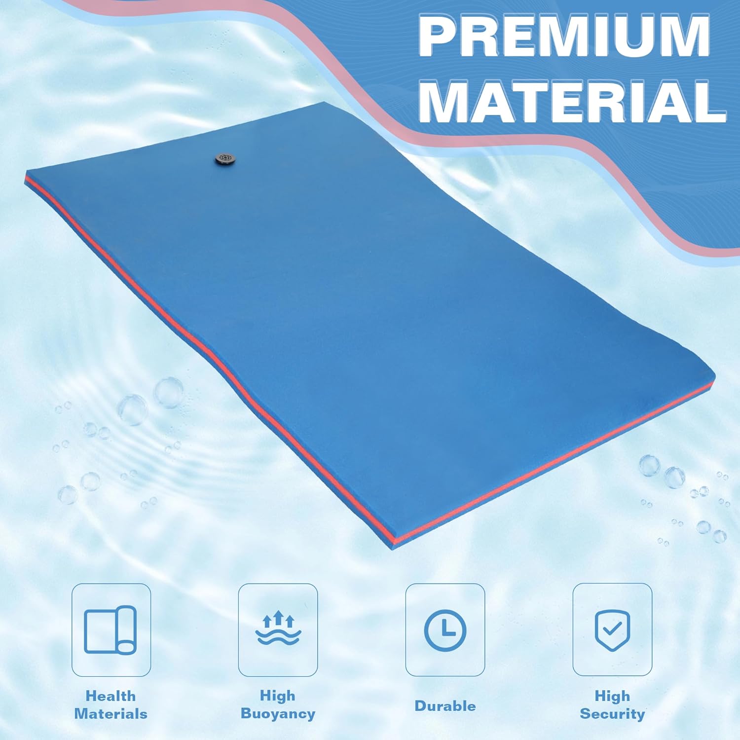 Water Floating Mat 9/12/18 FT Foam Lake Floats Floating Foam Pad Lily Pad (Blue/Yellow)