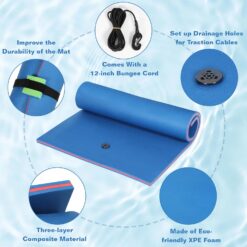 Water Floating Mat 9/12/18 FT Foam Lake Floats Floating Foam Pad Lily Pad (Blue/Yellow)