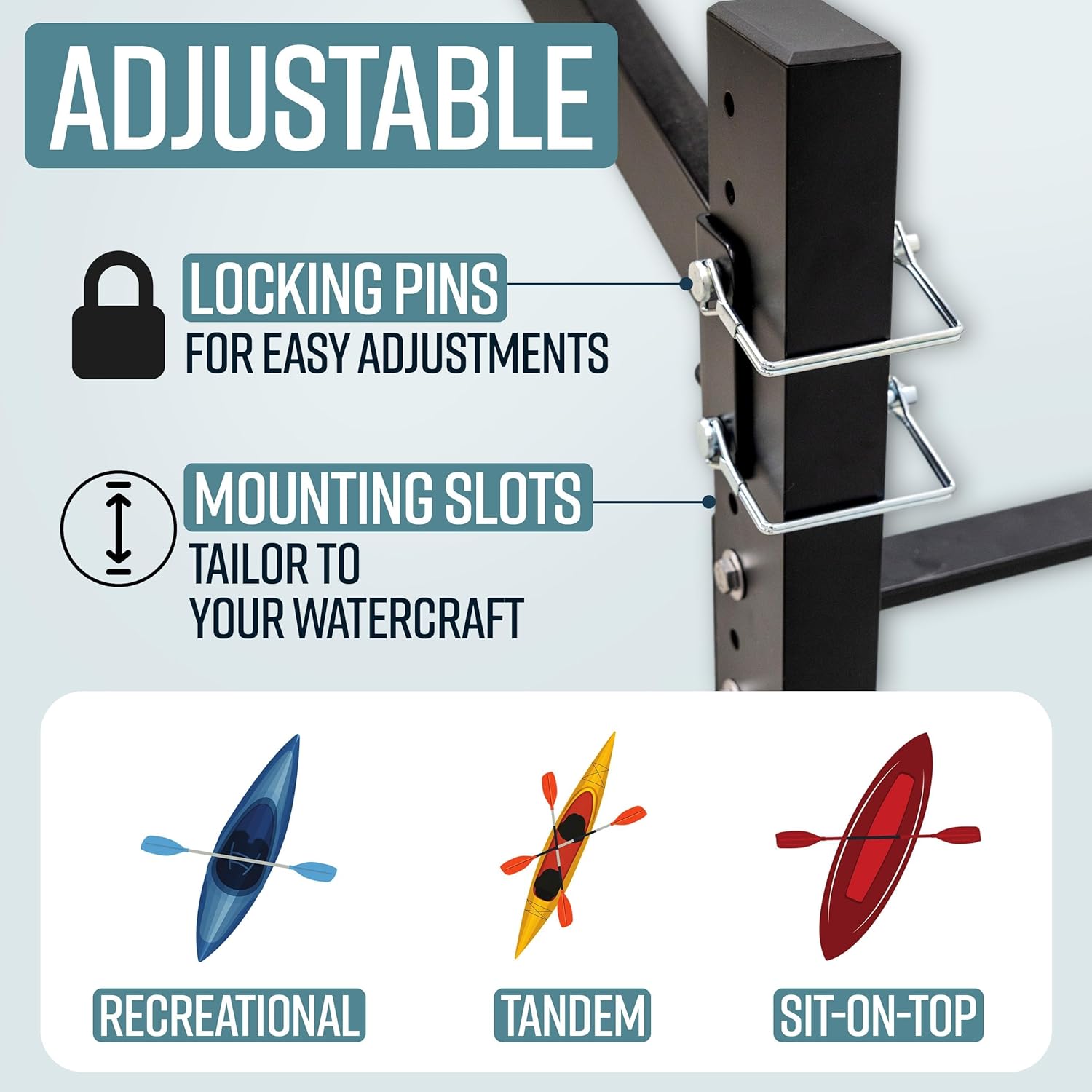 Teal Triangle Freestanding Kayak Storage Rack -Storage Rack for 3 Kayaks or Canoes