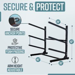 Teal Triangle Freestanding Kayak Storage Rack -Storage Rack for 3 Kayaks or Canoes