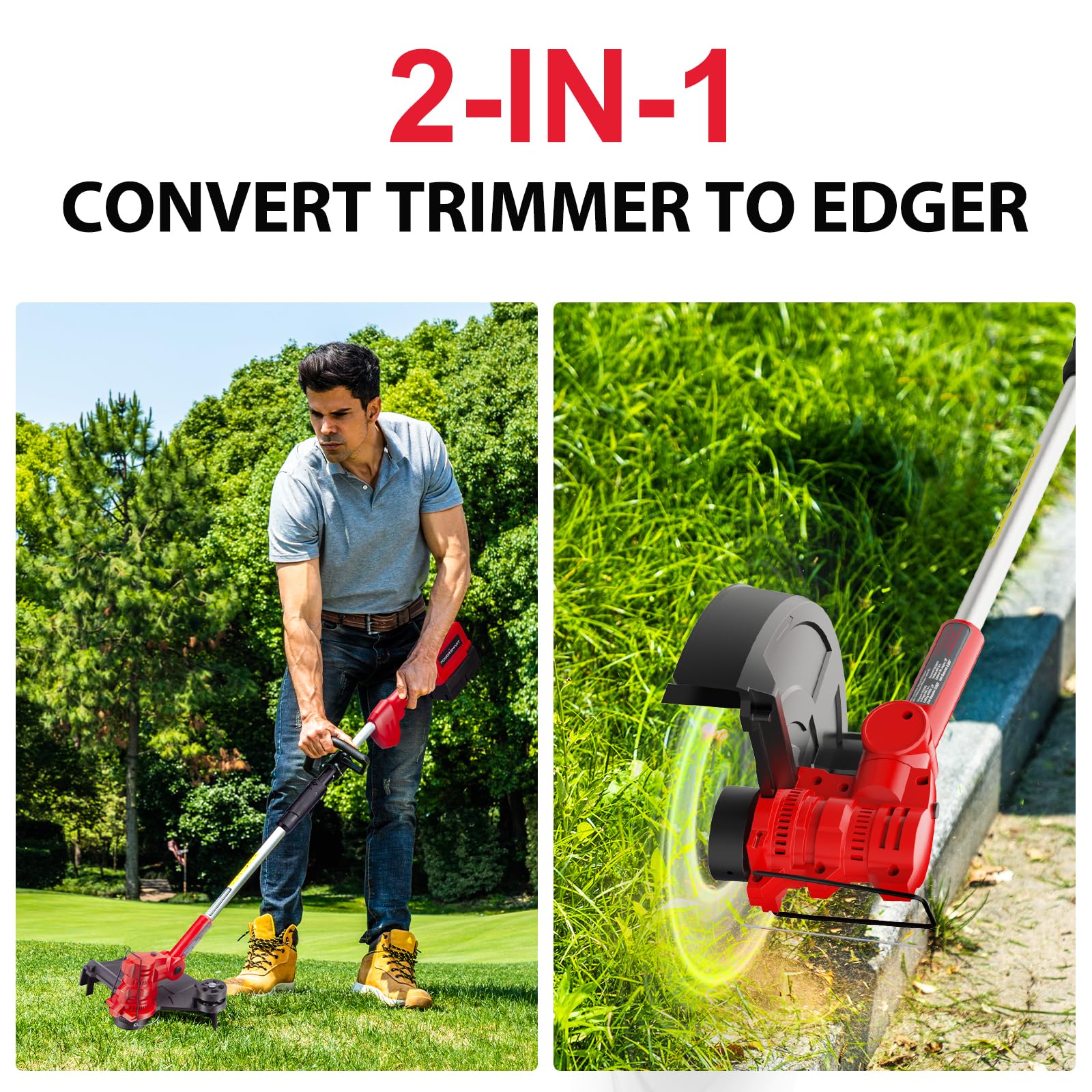 Powersmart 40V String Trimmer & Edger + 40V Leaf Blower Combo Kit with 4.0Ah Battery PS76500C
