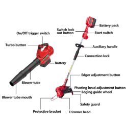 Powersmart 40V String Trimmer & Edger + 40V Leaf Blower Combo Kit with 4.0Ah Battery PS76500C