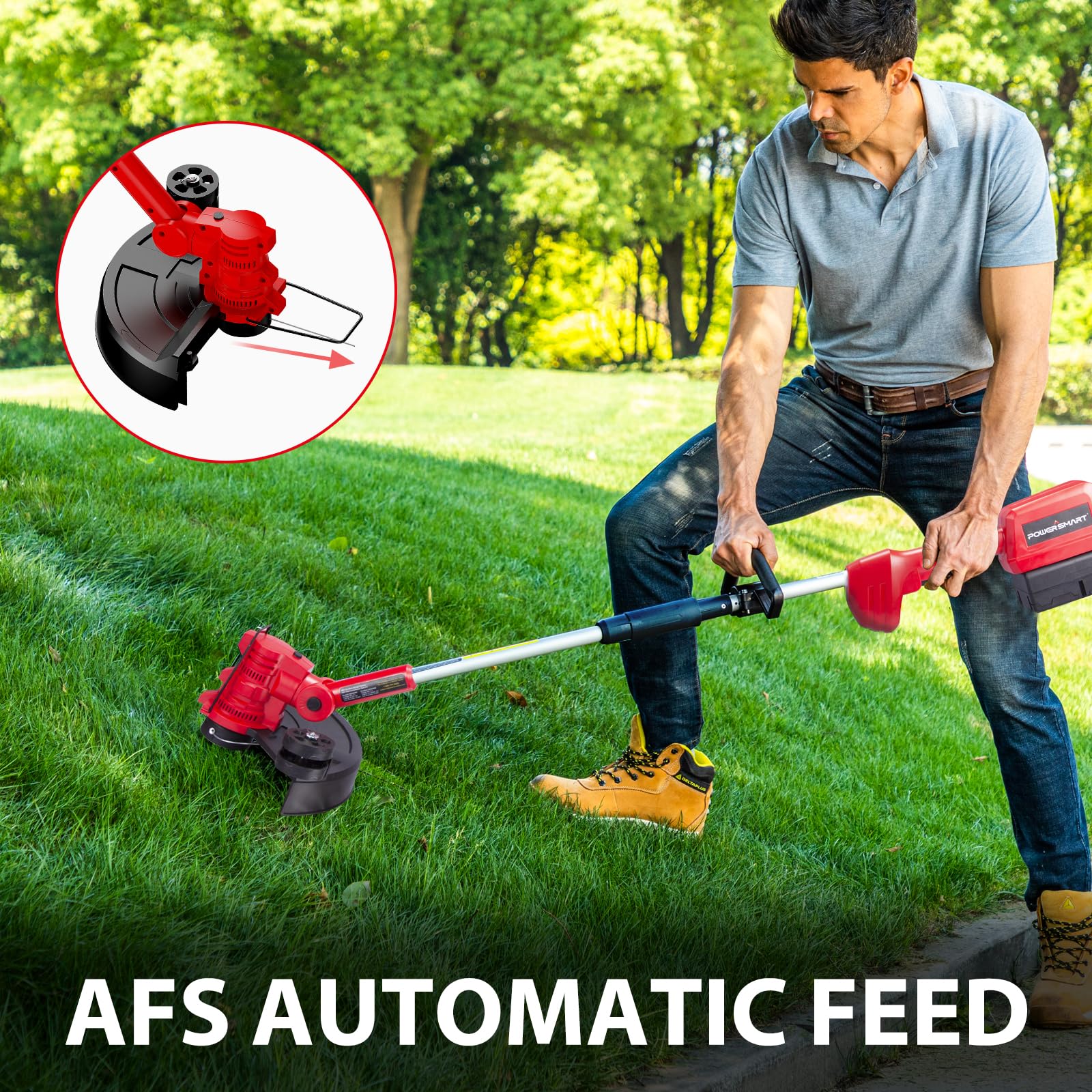 Powersmart 40V String Trimmer & Edger + 40V Leaf Blower Combo Kit with 4.0Ah Battery PS76500C