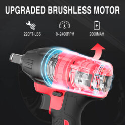 Powersmart 20V Brushless Cordless Impact Wrench w/ Battery, Charger and Power Bits/Nut Drivers/Sockets Set PS76142B
