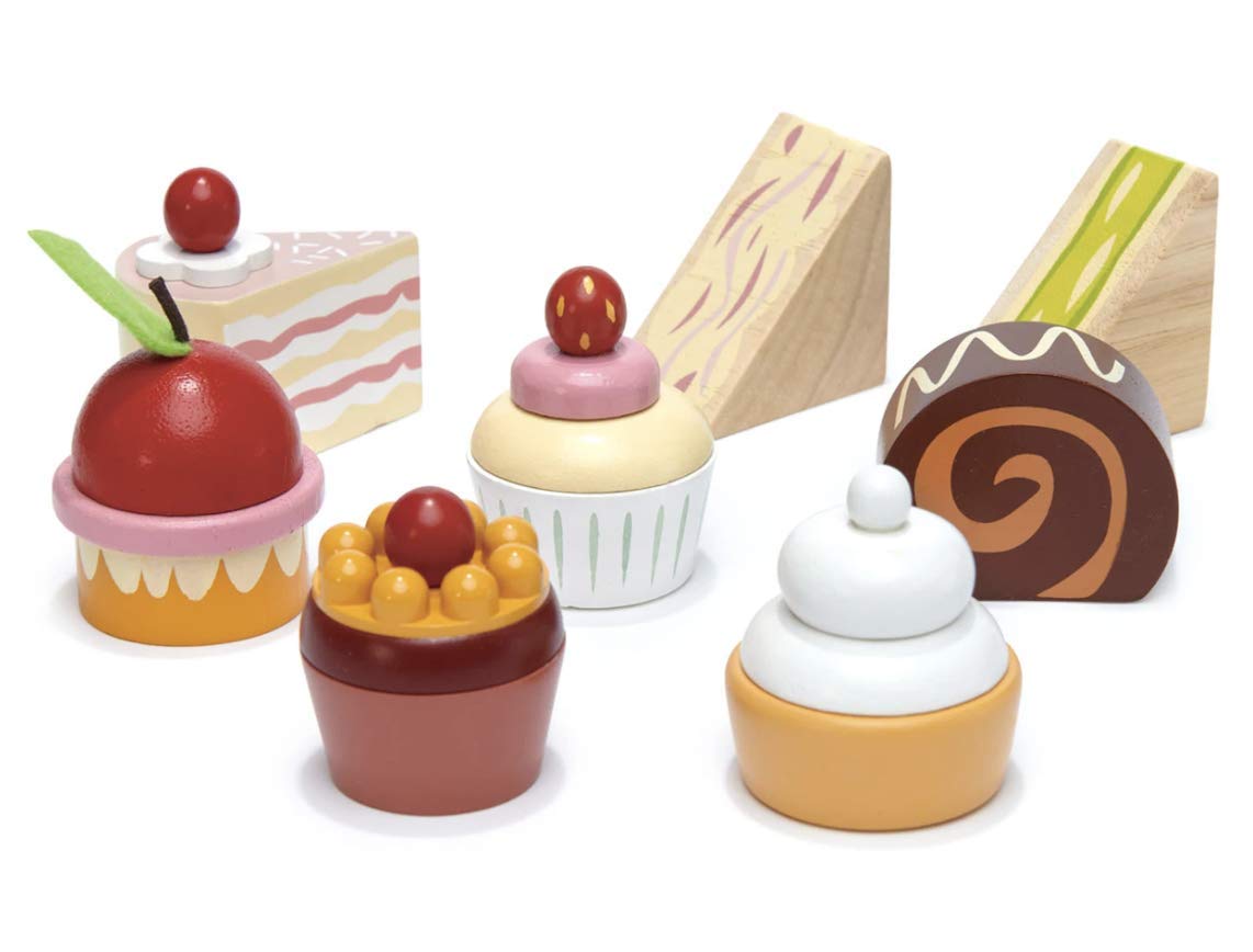Tender Leaf Toys - Mini Chef Birdie Afternoon Tea Stand – Realistic English Sandwich, Cake and Pastry Tower for Pretend Play High - Age 3+