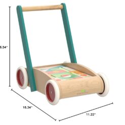 Tender Leaf Toys Baby Block Wooden Walker - Includes 29 Garden Themed Wooden Toy Blocks - 18 Month +