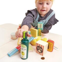 Tender Leaf Toys Supermarket Grocery Set - 17 Pcs Wooden Pretend Play Food Pack for Supermarket Roleplay Shopping Game - Age 3+