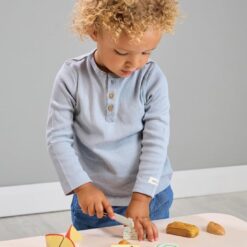 Tender Leaf Toys Cheese Chopping Board, Wooden Play Food Set with 4 Choppable Cheeses, Baguette, Wood Knife and Illustrated Board - Age 2+