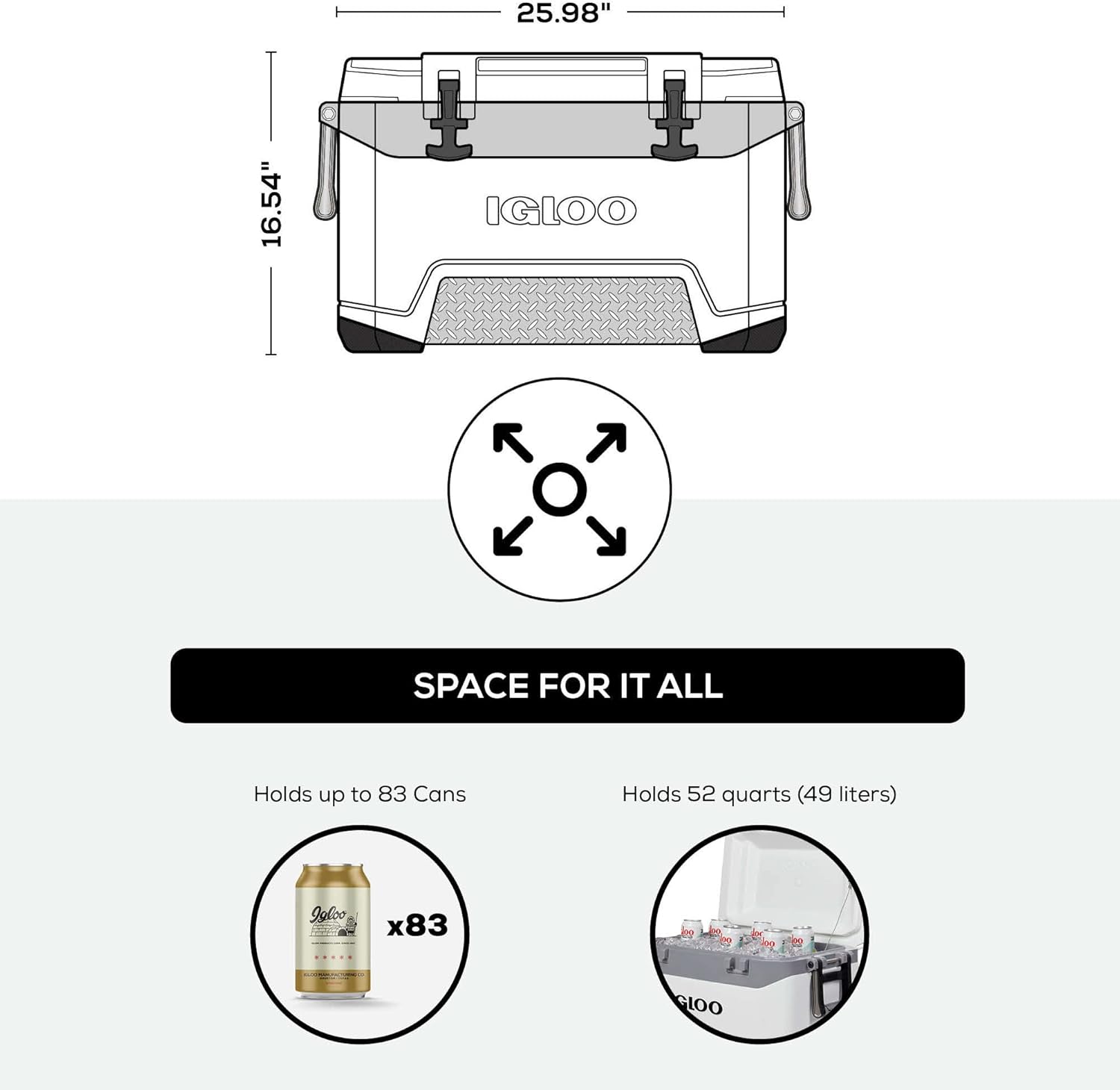 Igloo BMX Hard Coolers 52QT, White/Black