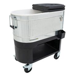 Permasteel 120-Qt Rolling Ice Chest, Portable Patio Party Bar Drink Cooler Cart with Wheels
