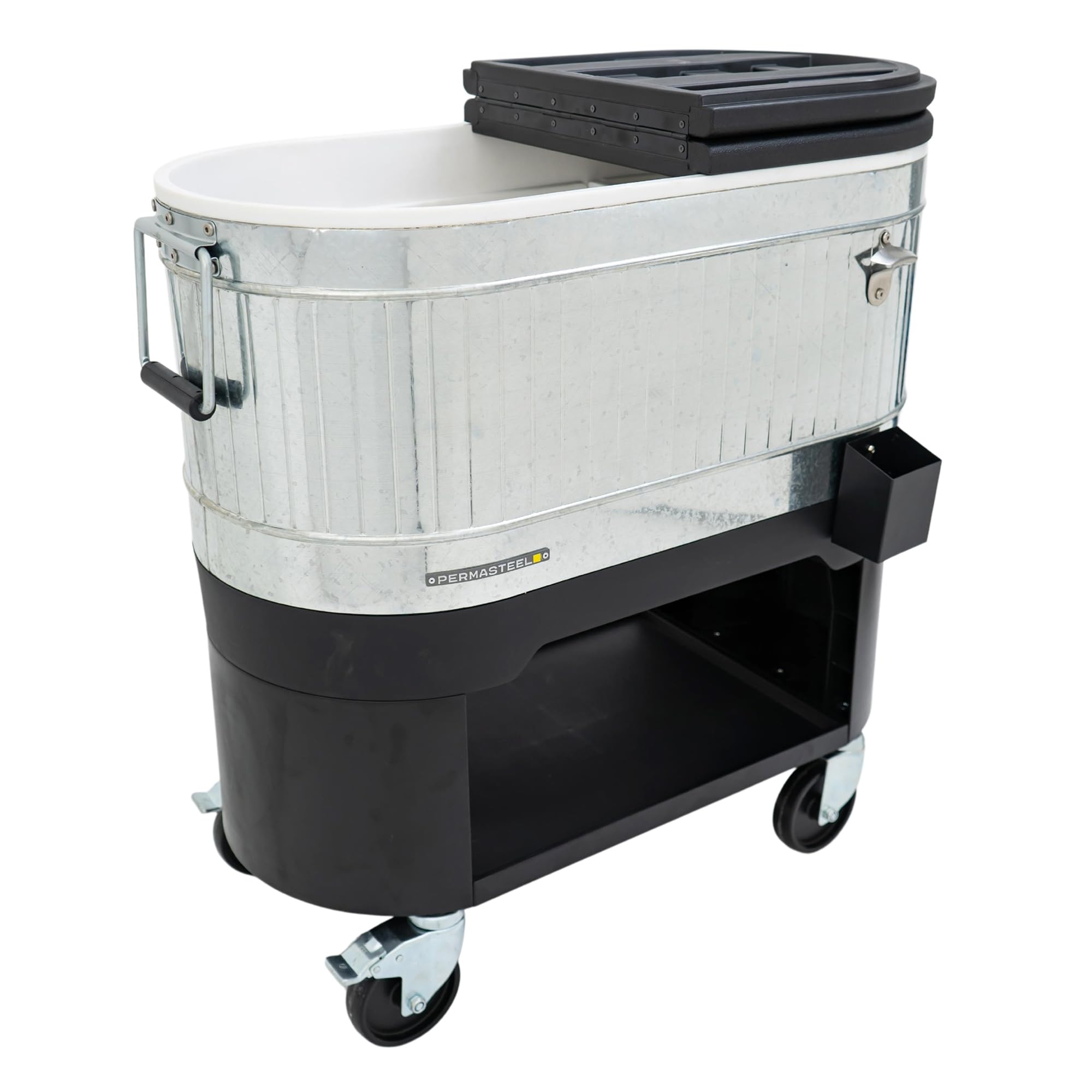 Permasteel 120-Qt Rolling Ice Chest, Portable Patio Party Bar Drink Cooler Cart with Wheels