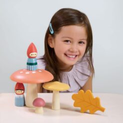 Tender Leaf Toys - Woodland Gnome Family - 8 Piece Solid Wood Imaginative Play Set, Nursery Decoration - Age 3+