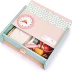 Tender Leaf Toys - Mini Chef Kitchenette - Foldable Portable Wooden Kitchen with Accessories for Pretend Cooking - Age 3+