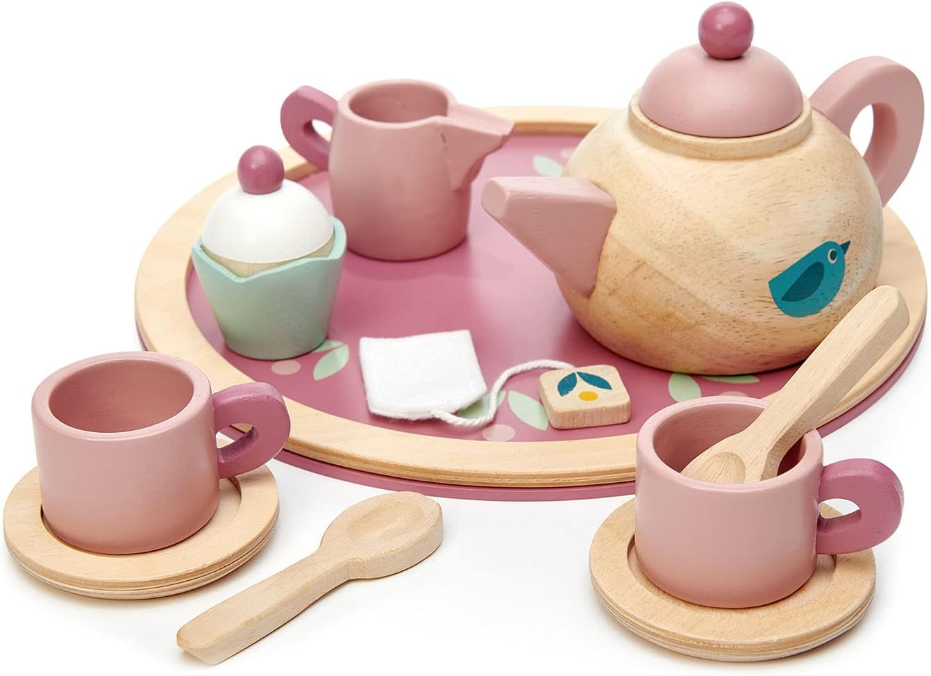 Tender Leaf Toys - Birdie Tea Set - Realistic Teapot, Cups and Treats for Pretend Afternoon Tea Party - Age 3+