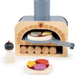 Tender Leaf Toys - Make Me a Pizza! - Pizza Toy Oven, 18 Piece Wooden Play Food Set - Develops Social - Age 3+