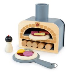 Tender Leaf Toys - Make Me a Pizza! - Pizza Toy Oven, 18 Piece Wooden Play Food Set - Develops Social - Age 3+