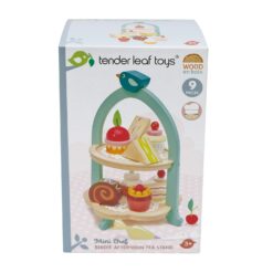Tender Leaf Toys - Mini Chef Birdie Afternoon Tea Stand – Realistic English Sandwich, Cake and Pastry Tower for Pretend Play High - Age 3+