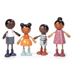 Tender Leaf Toys - Humming Bird Doll Family - Multicultural Wooden Dolls House Family Set with Flexible Arms and Legs - Age 3+