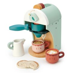 Tender Leaf Toys - Babyccino Maker - Wooden Coffee Machine Pretend Food Play Toy with Espresso Capsules and Cups - Made with Premium Materials and Craftsmanship - Age 3+