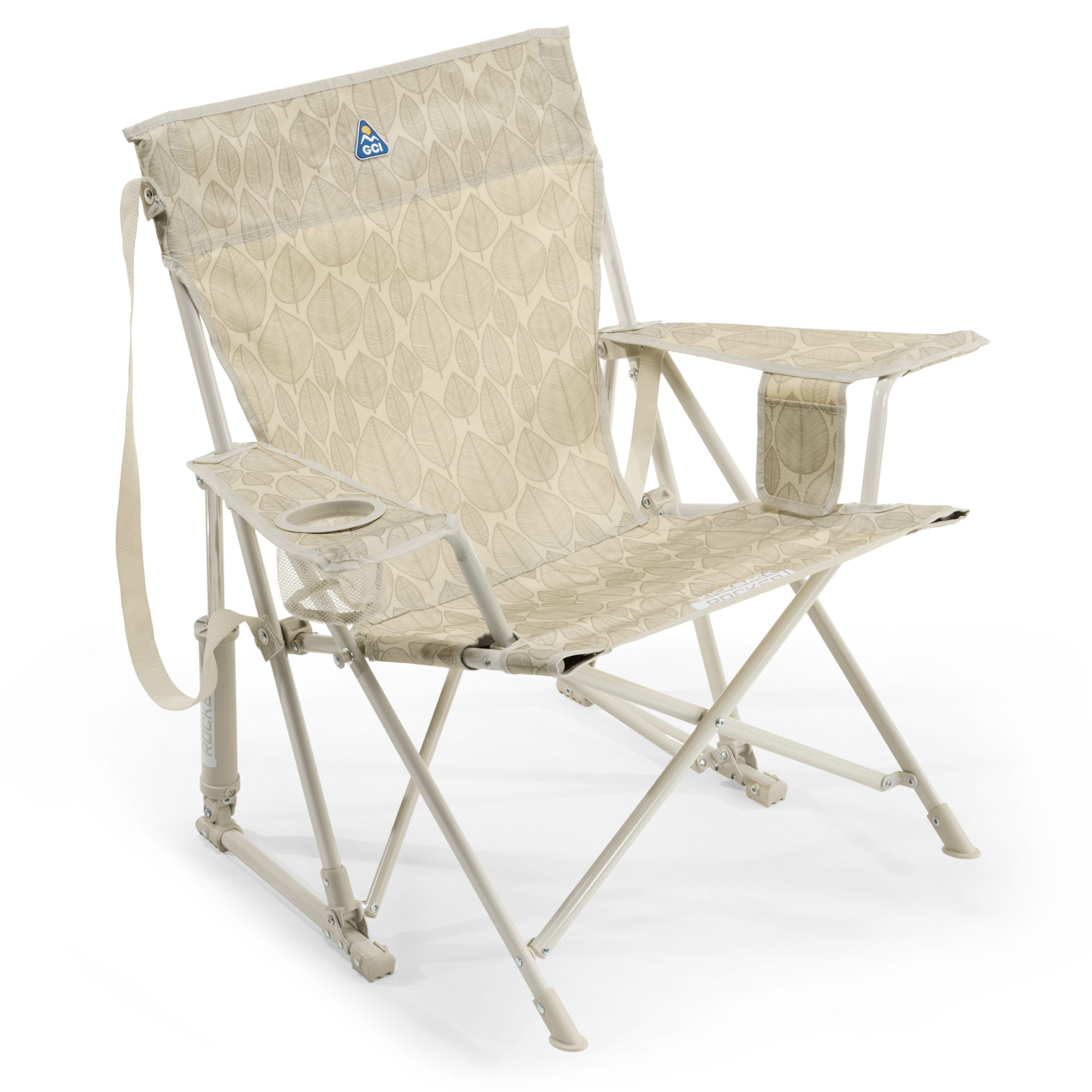 GCI Outdoor Kickback Rocker Chair, Leaf Print Soft Neutral