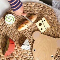 Tender Leaf Toys Cheese Chopping Board, Wooden Play Food Set with 4 Choppable Cheeses, Baguette, Wood Knife and Illustrated Board - Age 2+