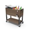 Permasteel 80-Quart Rolling Patio Cooler with Wood Grain Finish – Outdoor Beverage Cooler with Wheels, Brown