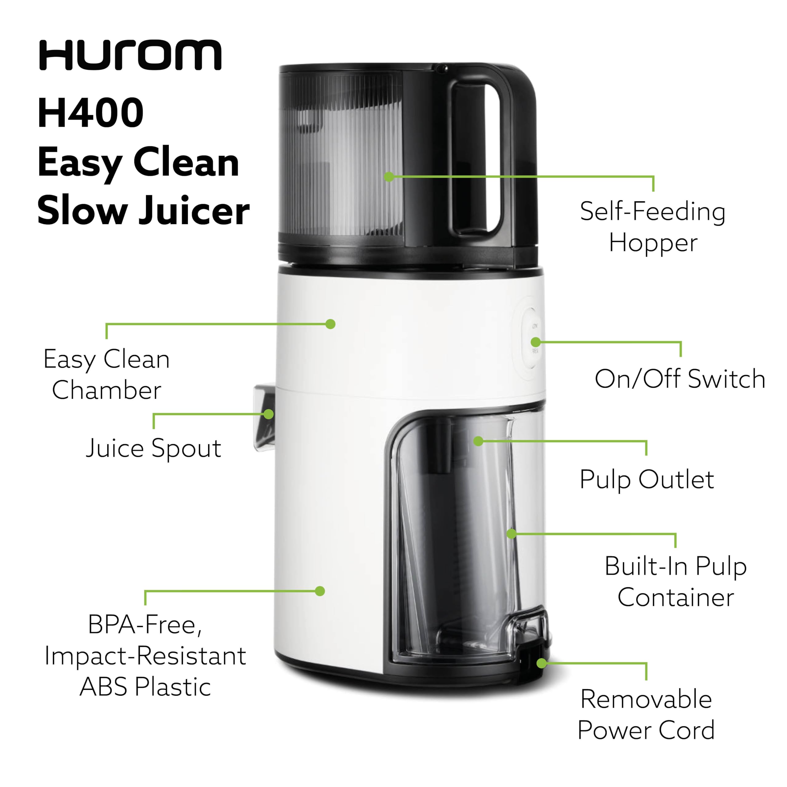 Hurom H400 Easy Clean Slow Juicer, White