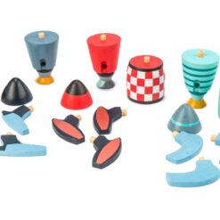 Tender Leaf Toys - Rocket Construction - 18 Pc Wooden Construction Toy Playset Builds 3 Space Ships - Ages 3+