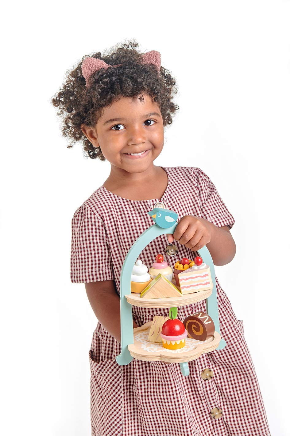 Tender Leaf Toys - Mini Chef Birdie Afternoon Tea Stand – Realistic English Sandwich, Cake and Pastry Tower for Pretend Play High - Age 3+