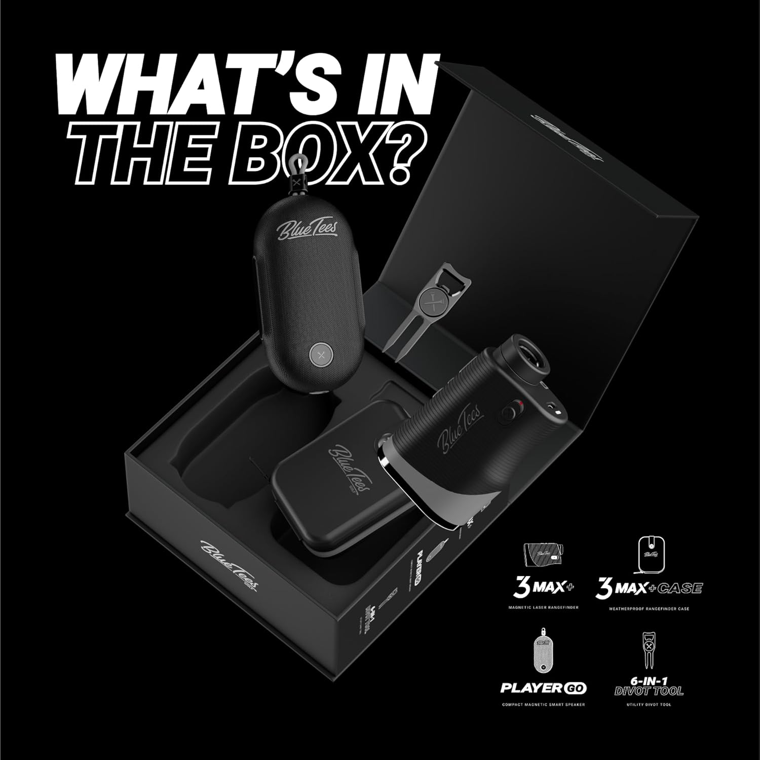 Blue Tees Golf Player Pack GO Bundle - Series 3 Max+ Rangefinder with Premium Case - The Complete Golf Bundle