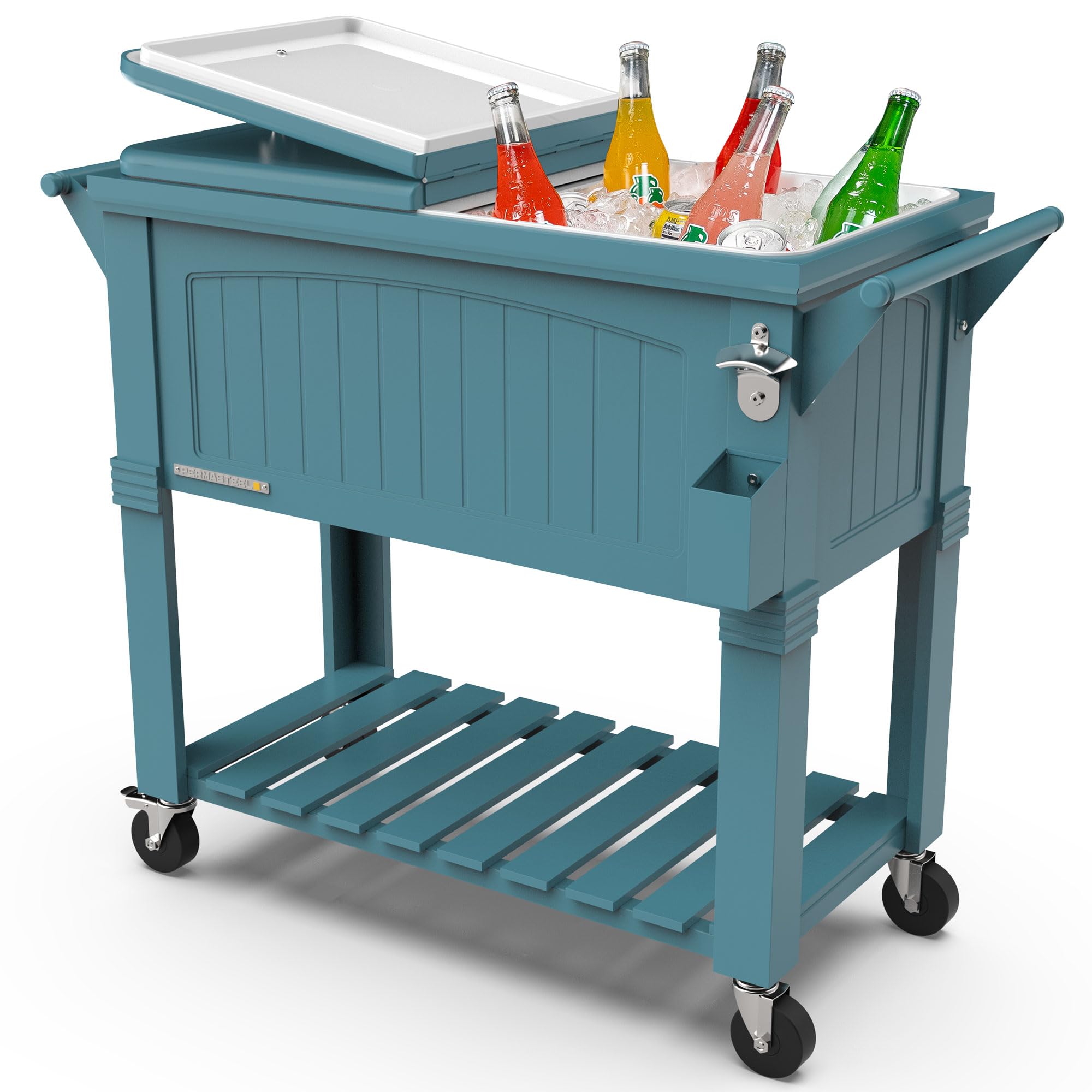 Permasteel Party Cooler with Divider, Spacious 80-Qt Capacity, Teal