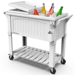 Permasteel Party Cooler with Divider, Spacious 80-Qt Capacity, White