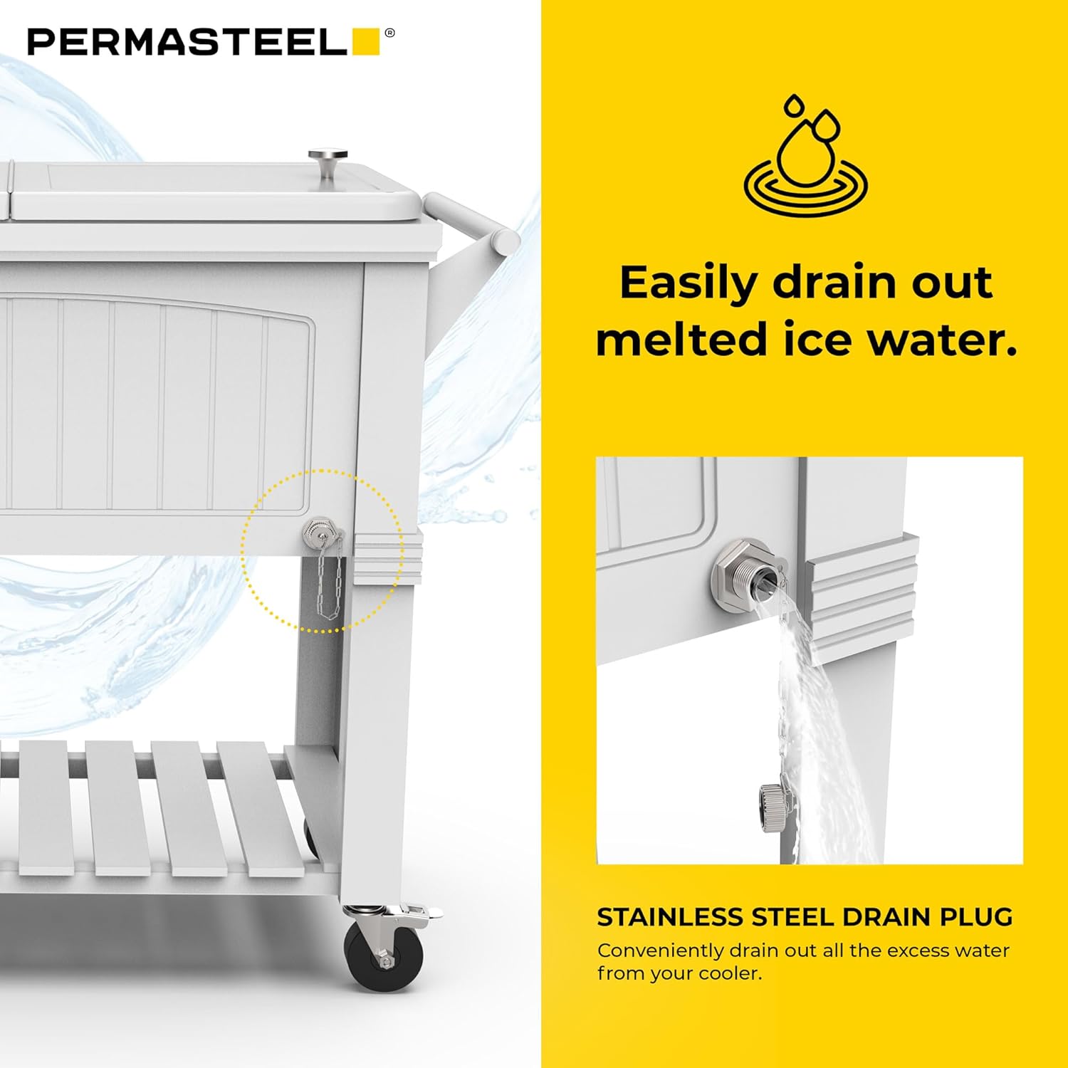 Permasteel Party Cooler with Divider, Spacious 80-Qt Capacity, White