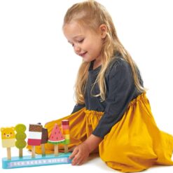 Tender Leaf Toys - Ice Lolly Shop - 13 Pieces Pretend Food Play Toy with 6 Wooden Popsicles Ice Cream Bars - Age 3+