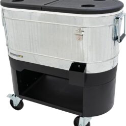 Permasteel 120-Qt Rolling Ice Chest, Portable Patio Party Bar Drink Cooler Cart with Wheels