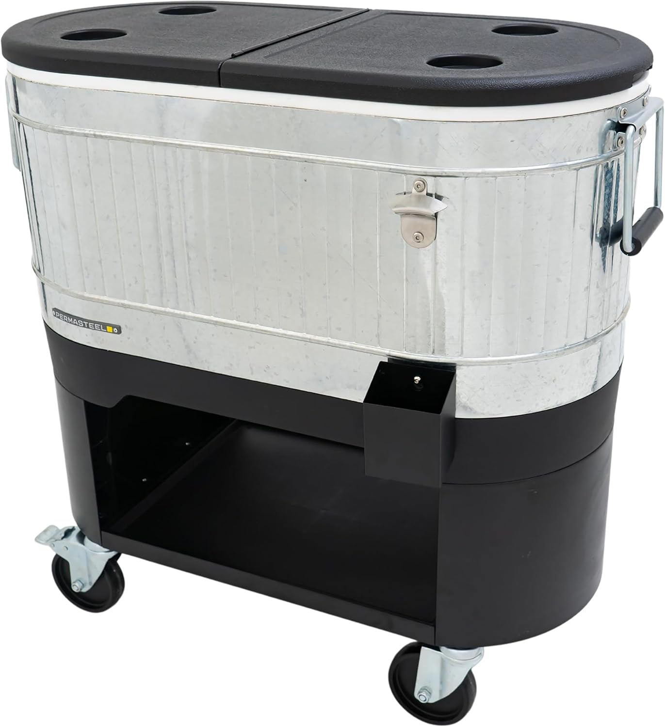Permasteel 120-Qt Rolling Ice Chest, Portable Patio Party Bar Drink Cooler Cart with Wheels