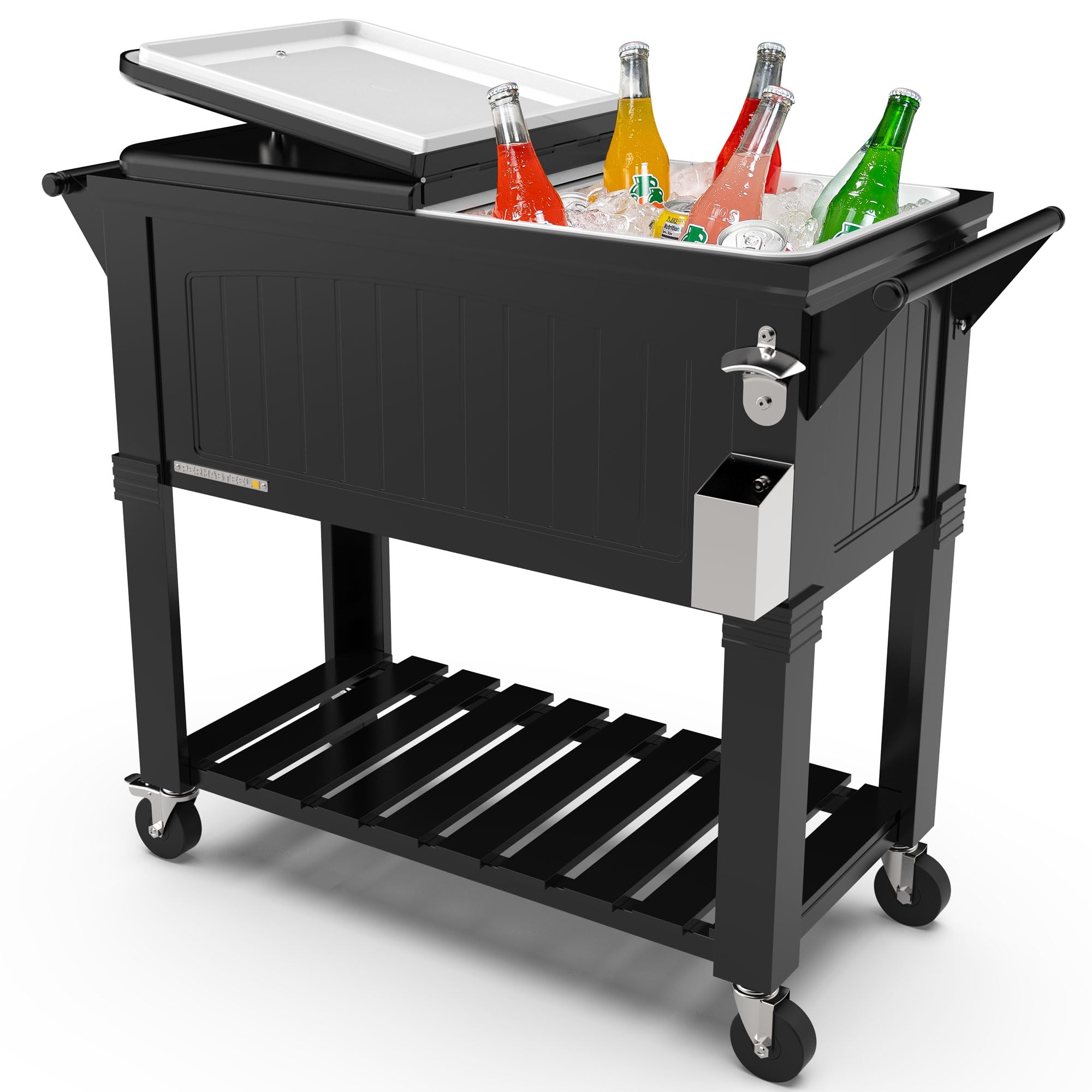 Permasteel Party Cooler with Divider, Spacious 80-Qt Capacity, Black