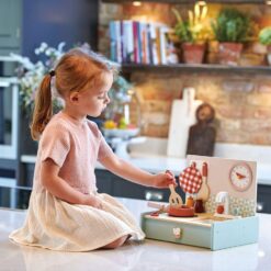 Tender Leaf Toys - Mini Chef Kitchenette - Foldable Portable Wooden Kitchen with Accessories for Pretend Cooking - Age 3+