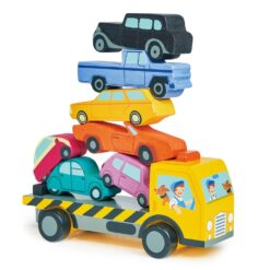 Tender Leaf Toys - Stacking Cars - 7 Wooden Stacking Toy Cars and a Wheeled Truck for Toddler Boys and Girls - Age 18m+