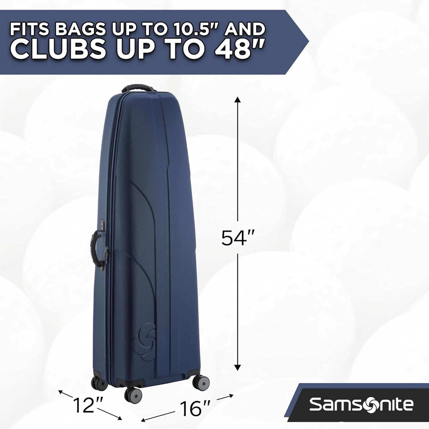 Samsonite Golf 6850 Hard Case Golf Travel Bag, Lightweight & Durable ABS Shell, Multi-Directional Wheels, Navy - Image 4