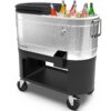 Permasteel 120-Qt Rolling Ice Chest, Portable Patio Party Bar Drink Cooler Cart with Wheels