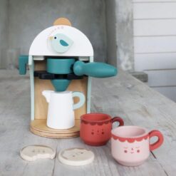 Tender Leaf Toys - Babyccino Maker - Wooden Coffee Machine Pretend Food Play Toy with Espresso Capsules and Cups - Made with Premium Materials and Craftsmanship - Age 3+