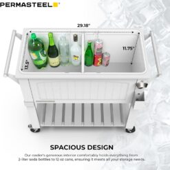 Permasteel Party Cooler with Divider, Spacious 80-Qt Capacity, White