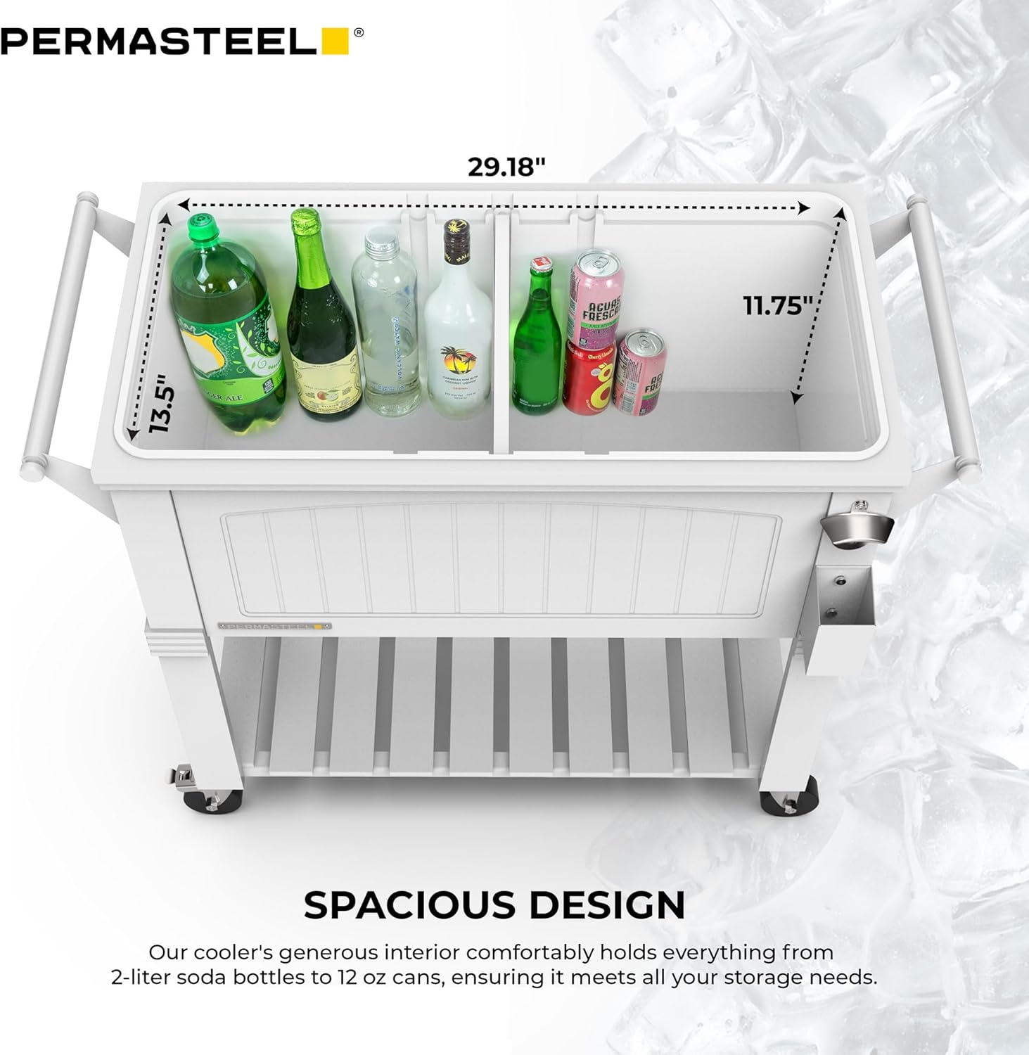 Permasteel Party Cooler with Divider, Spacious 80-Qt Capacity, White